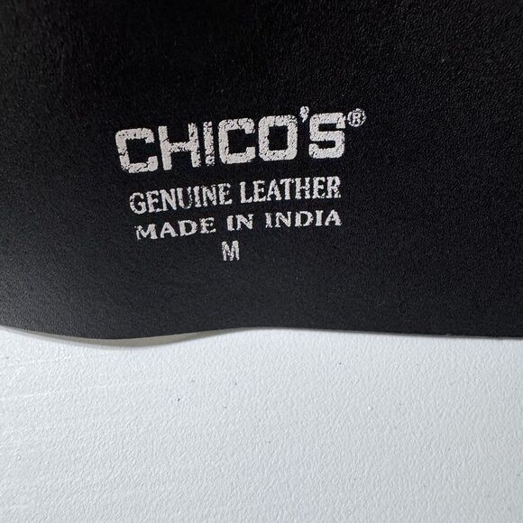 CHICO'S Ethnic Tribal Med.  Leather Wide Slouchy Belt Silver Medallion Buckle - Picture 4 of 8